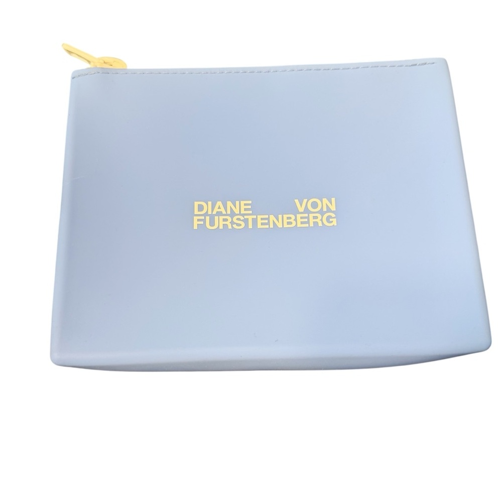 DIANE VON FURSTENBERG BLUE RUBBER LOGO COSMETIC BAG